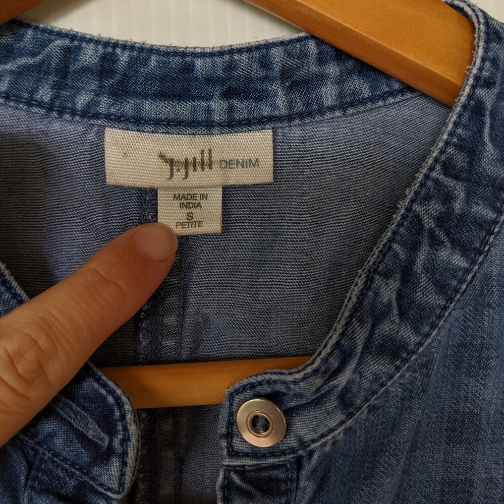 J. Jill Chambray Gingham Plaid Button Front Shirt… - image 4